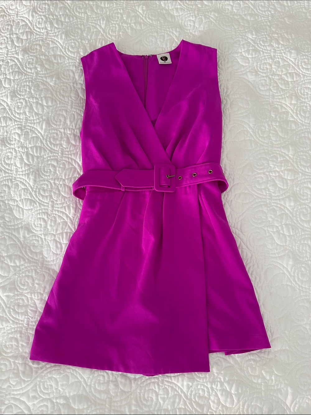 Sleeveless Fuchsia  Romper with Belt